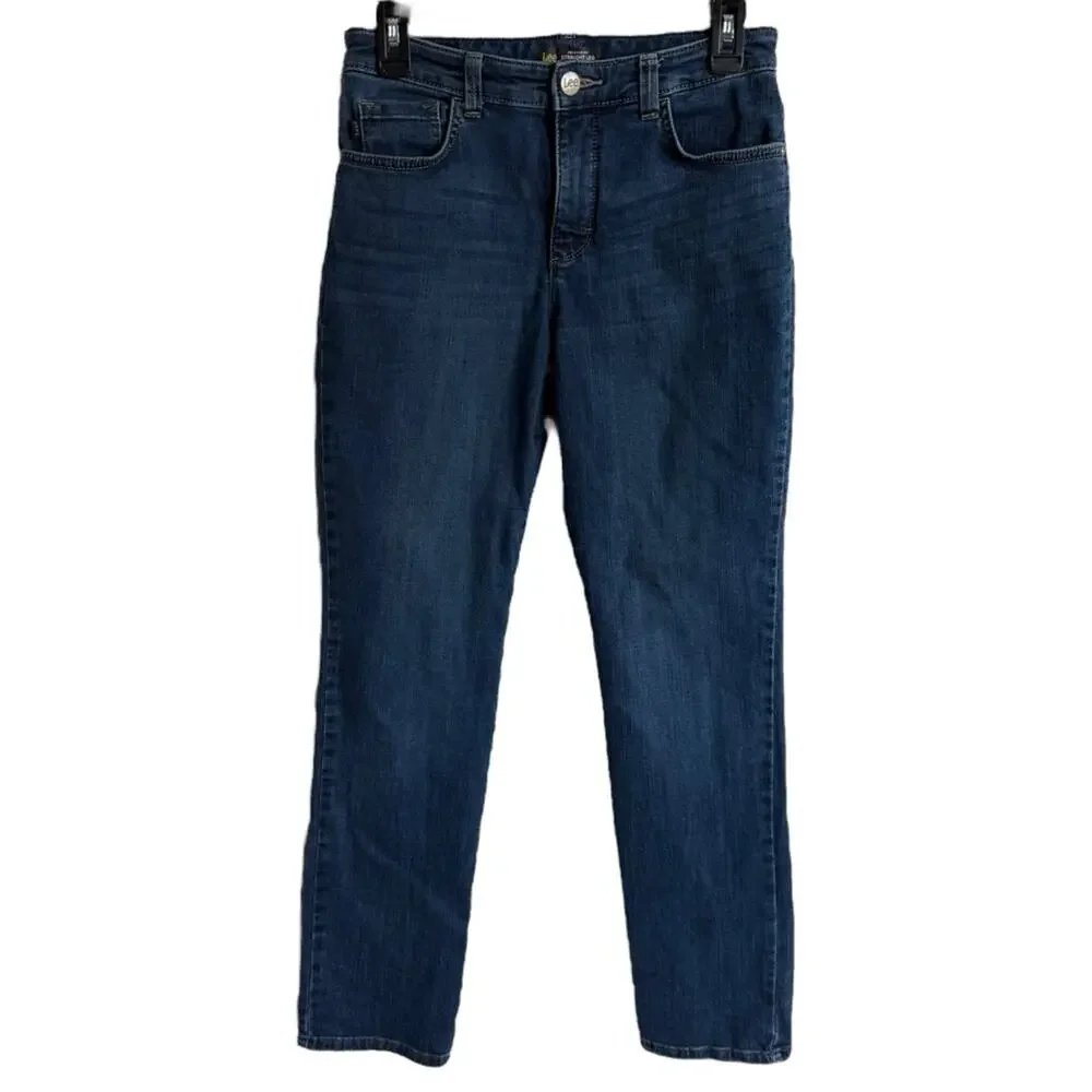 Lee Women's Straight Leg Jeans - Dark Blue Size 4 M Classic High Rise‎ Relaxed